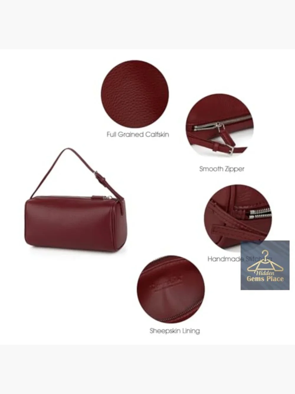 Premium Full-Grained Leather Crossbody Hobo Bag with Adjustable Strap